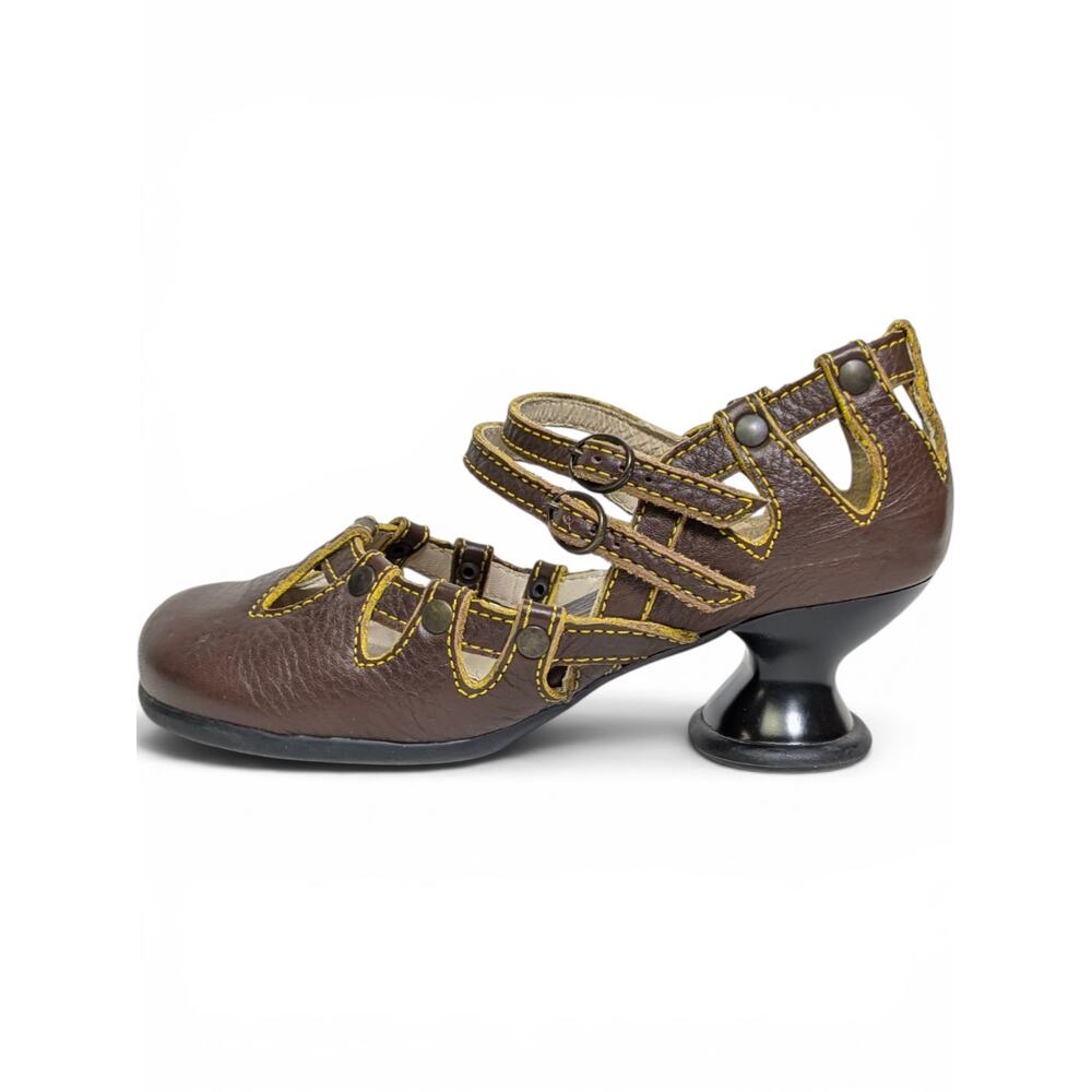 Vintage John Fluevog Minstrel Adagio Mary Jane Heels Brown Leather Origin Box 6